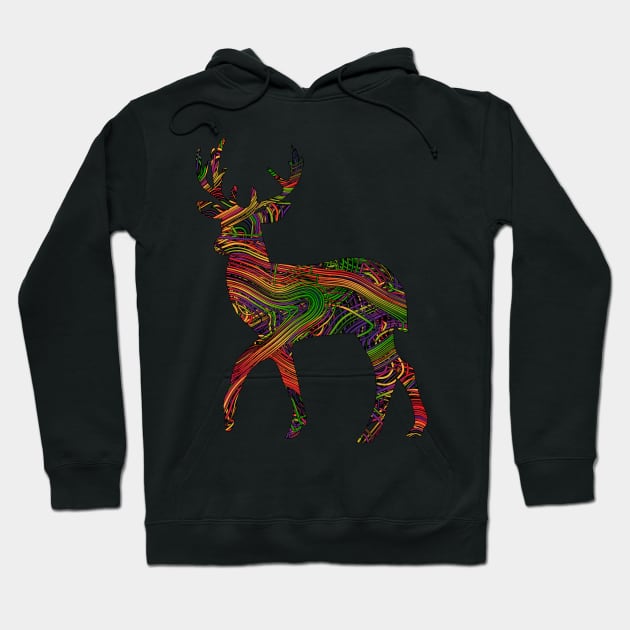 Deer Lovers Vibrant Artists String Illustration Hoodie by grendelfly73